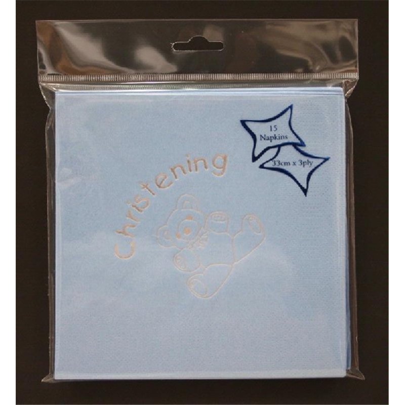 (15) CHRISTENING BLUE FOIL NAPKINS