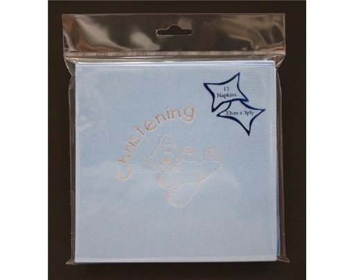 (15) CHRISTENING BLUE FOIL NAPKINS