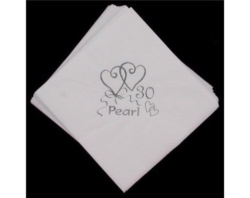 (15) 30TH ANNIVERSARY SILVER FOIL NAPKINS