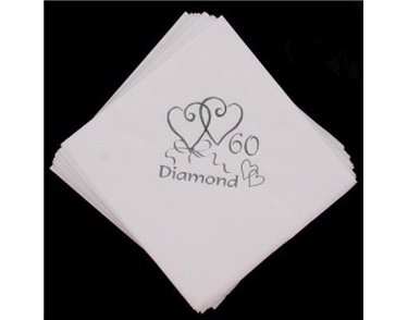 (15) 60TH ANNIVERSARY SILVER FOIL NAPKINS