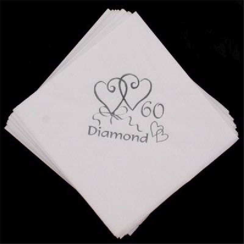 (15) 60TH ANNIVERSARY SILVER FOIL NAPKINS