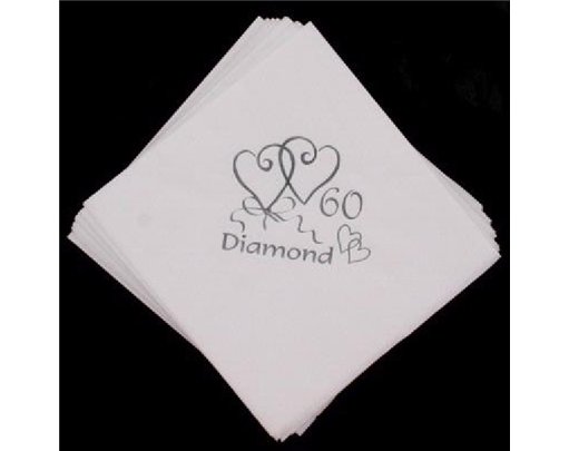 (15) 60TH ANNIVERSARY SILVER FOIL NAPKINS