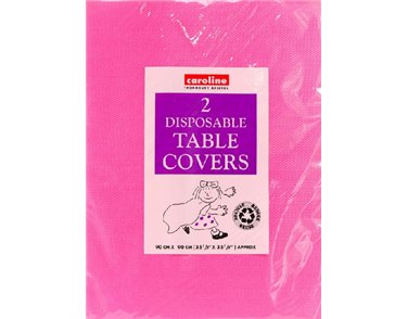 (2) 90CM HOT PINK SQUARE PAPER TABLECOVERS