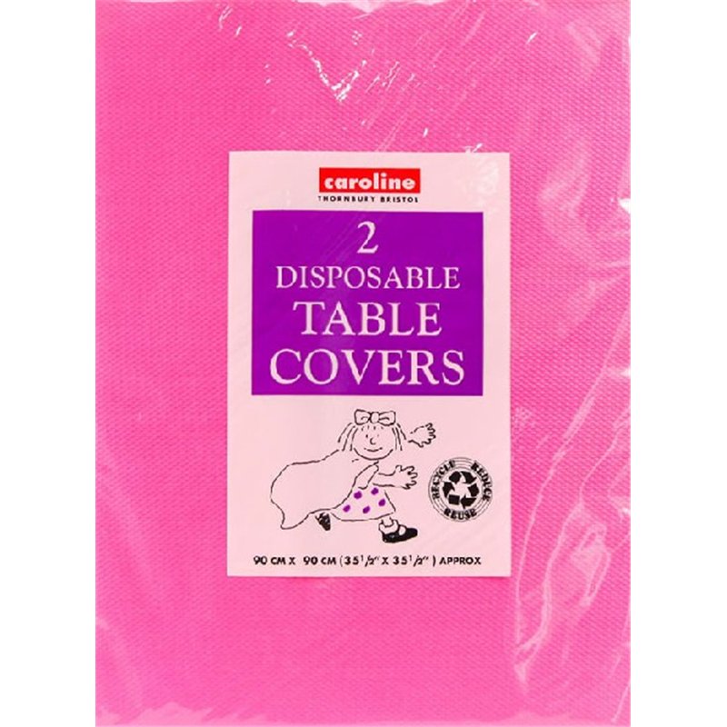 (2) 90CM HOT PINK SQUARE PAPER TABLECOVERS