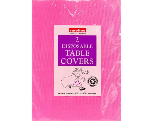 (2) 90CM HOT PINK SQUARE PAPER TABLECOVERS
