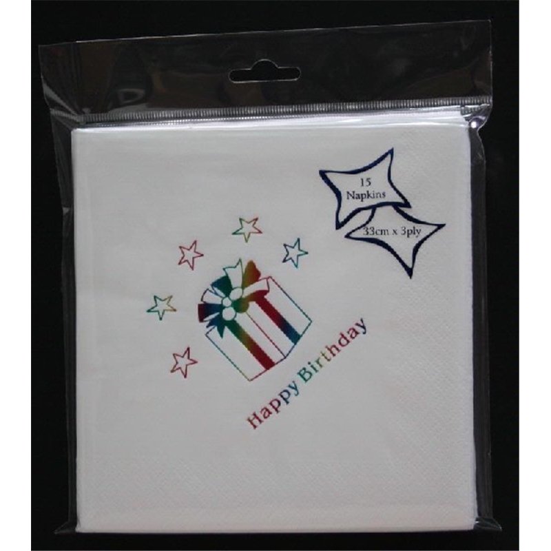 (15) B/DAY BOX FOIL NAPKINS