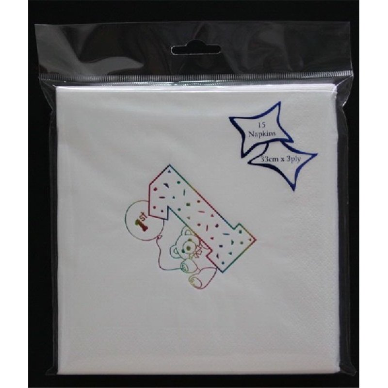 (15) 1ST BIRTHDAY FOIL NAPKINS