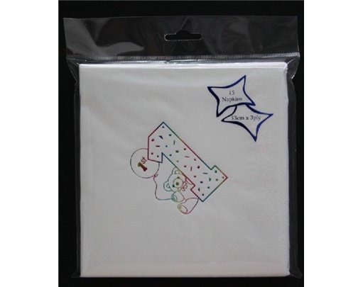 (15) 1ST BIRTHDAY FOIL NAPKINS