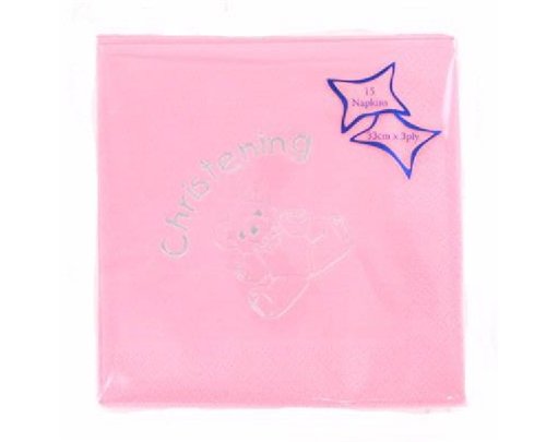(15) CHRISTENING PINK FOIL NAPKINS