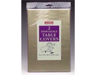 (2) GOLD SQUARE TABLECOVERS