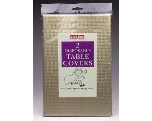 (2) GOLD SQUARE TABLECOVERS