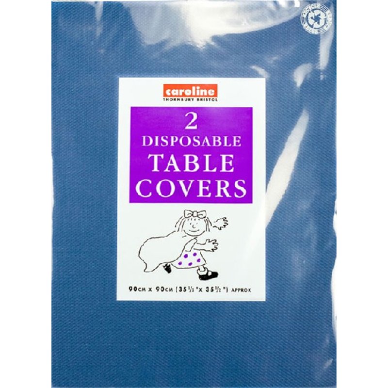 (2) 90CM DARK BLUE SQUARE PAPER TABLECOVERS