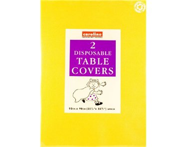 (2) 90CM DARK YELLOW SQUARE PAPER TABLECOVERS
