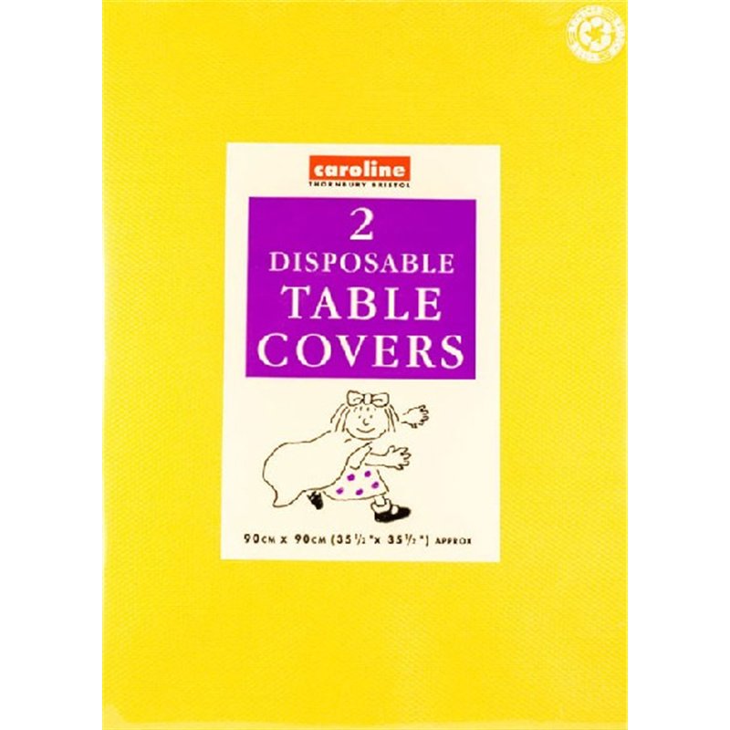 (2) 90CM DARK YELLOW SQUARE PAPER TABLECOVERS
