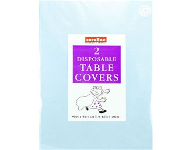 (2) 90CM LIGHT BLUE SQUARE PAPER TABLECOVERS