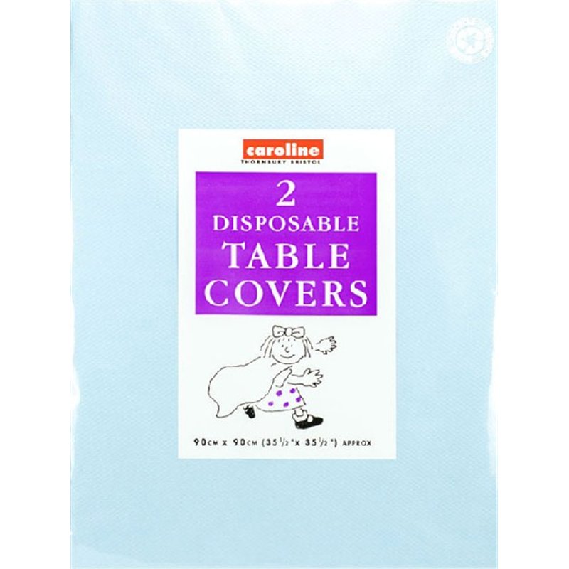 (2) 90CM LIGHT BLUE SQUARE PAPER TABLECOVERS