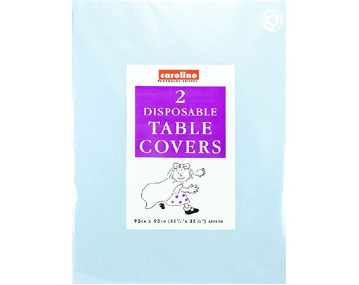 (2) 90CM LIGHT BLUE SQUARE PAPER TABLECOVERS