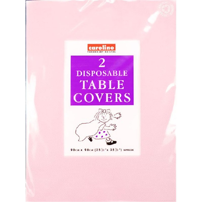 (2) 90CM PINK SQUARE PAPER TABLECOVERS