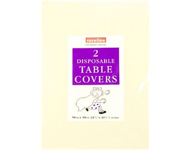 (2) 90CM IVORY SQUARE PAPER TABLECOVERS