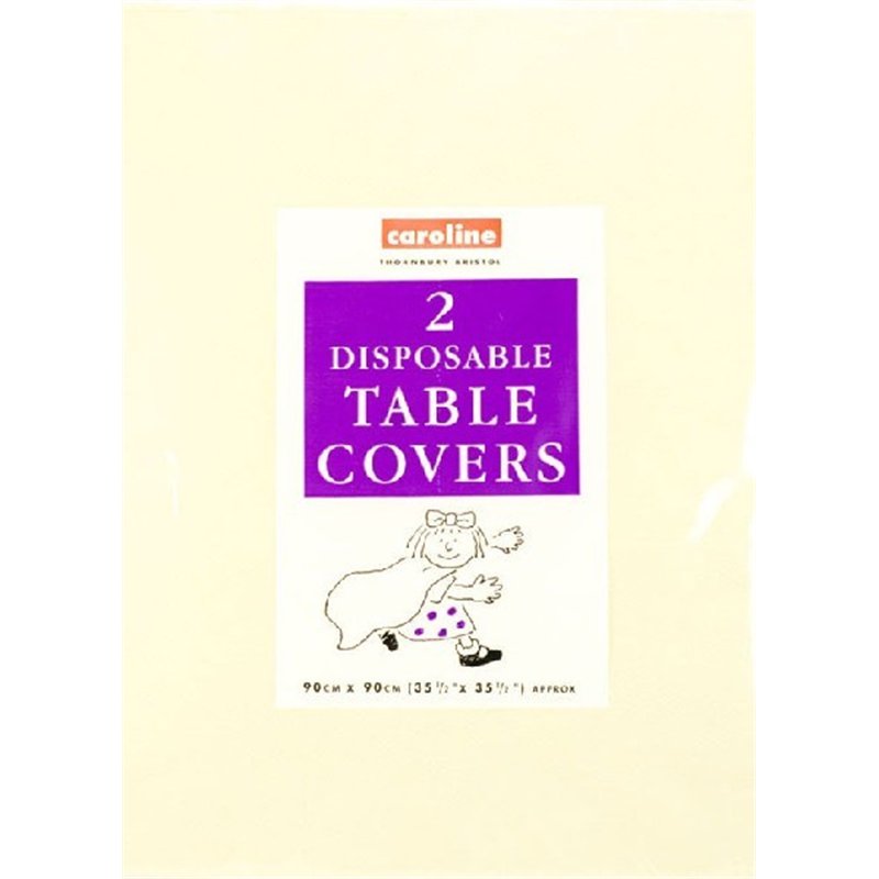 (2) 90CM IVORY SQUARE PAPER TABLECOVERS