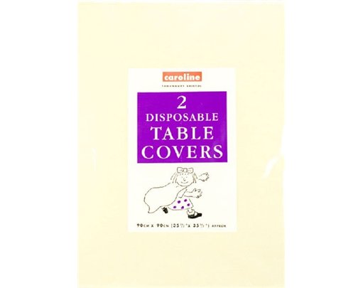 (2) 90CM IVORY SQUARE PAPER TABLECOVERS