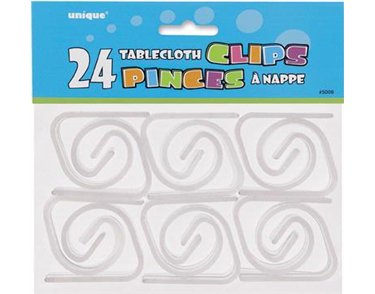 (24) PLASTIC TABLE CLIPS