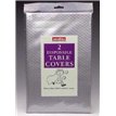 (2) SILVER SQUARE TABLECOVERS