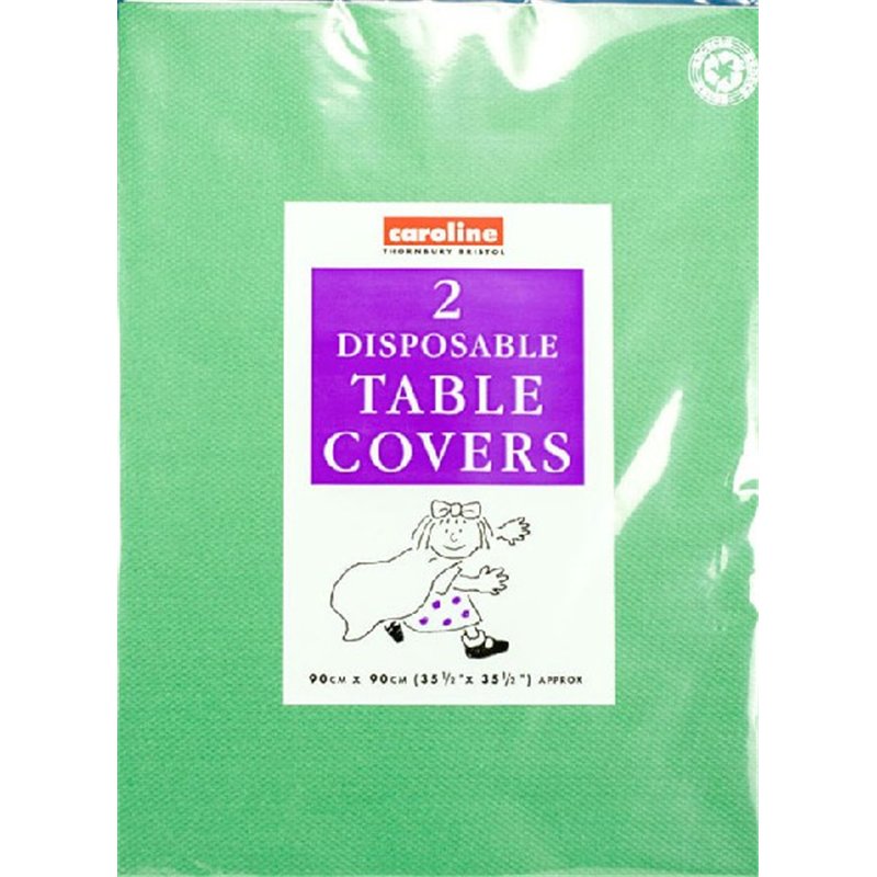 (2) 90CM DARK GREEN SQUARE PAPER TABLECOVERS
