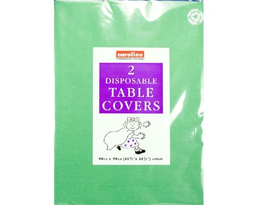 (2) 90CM DARK GREEN SQUARE PAPER TABLECOVERS
