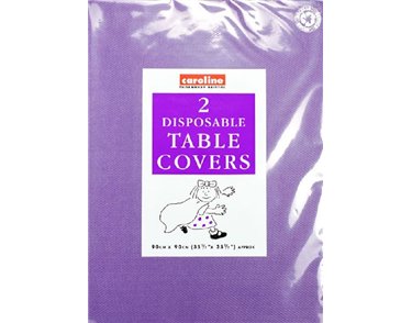 (2) 90CM PURPLE SQUARE PAPER TABLECOVERS