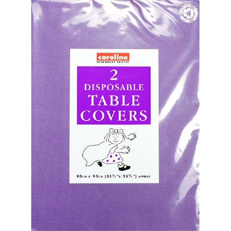 (2) 90CM PURPLE SQUARE PAPER TABLECOVERS