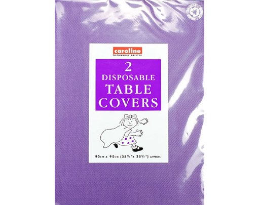 (2) 90CM PURPLE SQUARE PAPER TABLECOVERS