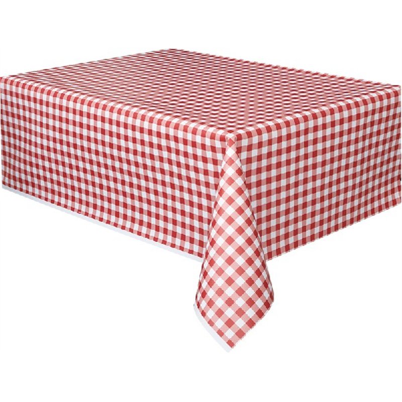 54x108in RED GINGHAM TABLE COVER