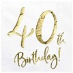 (20) 40TH GOLD FOIL ON WHITE NAPKINS