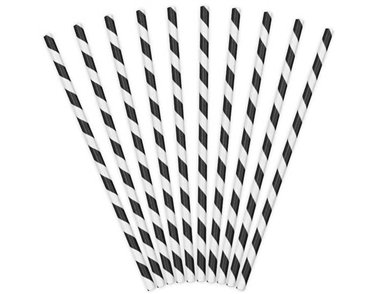 (10) BLACK STRIPES PAPER STRAWS