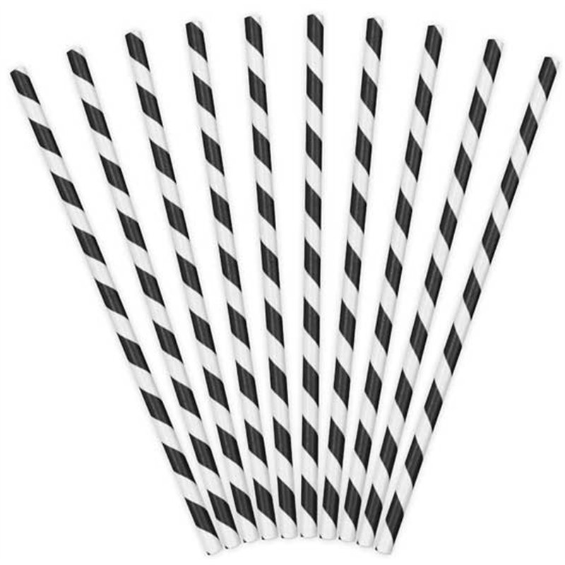 (10) BLACK STRIPES PAPER STRAWS