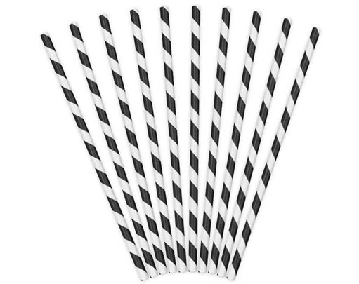 (10) BLACK STRIPES PAPER STRAWS