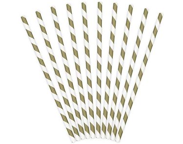 (10) GOLD STRIPES PAPER STRAWS