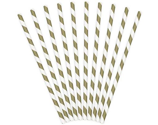 (10) GOLD STRIPES PAPER STRAWS