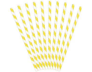 (10) YELLOW STRIPES PAPER STRAWS