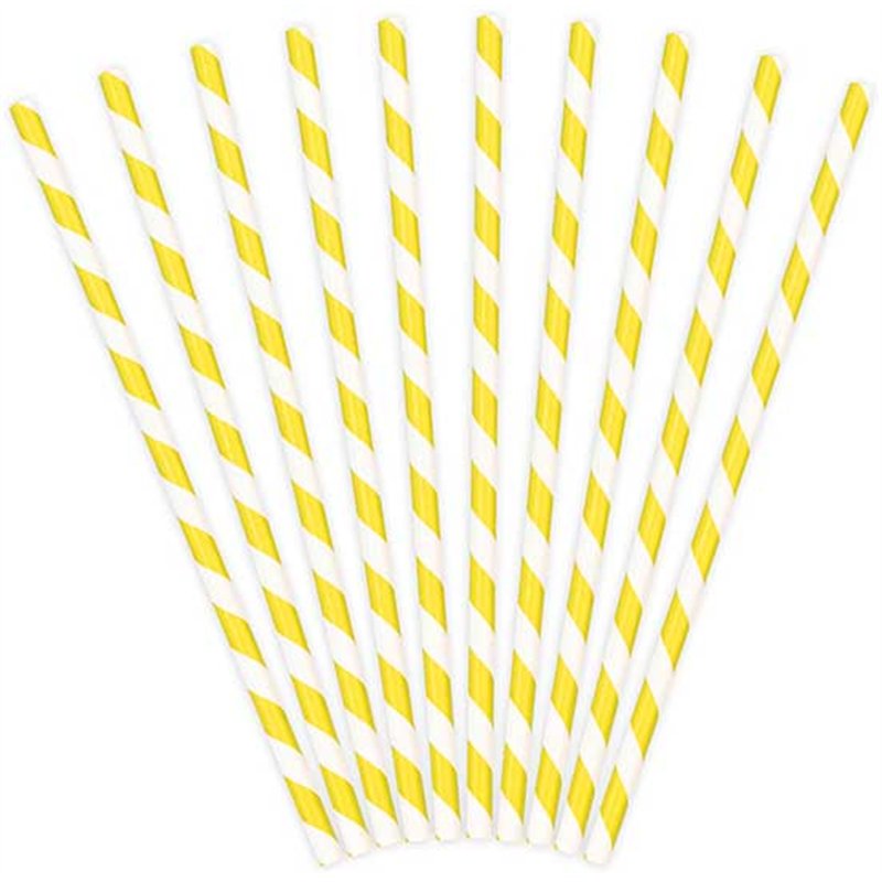 (10) YELLOW STRIPES PAPER STRAWS