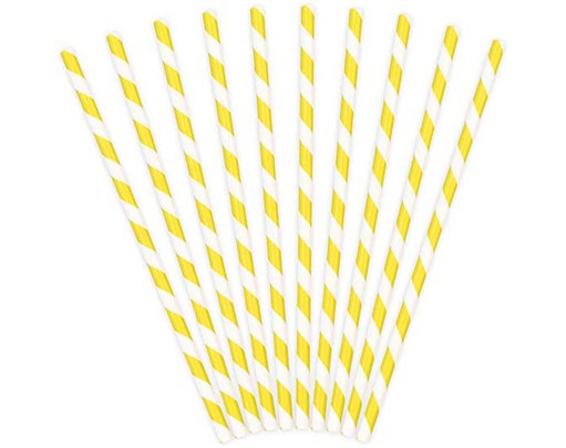 (10) YELLOW STRIPES PAPER STRAWS