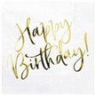 20PK 33x33cm GOLD FOIL WHITE HAPPY BIRTHDAY NAPKINS
