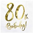 20PK 33x33cm WHITE 80TH BIRTHDAY NAPKINS
