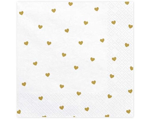 20PK 33x33cm HEARTS WHITE NAPKINS