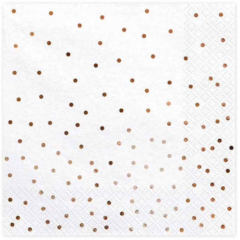 20PK 33x33cm DOTS WHITE NAPKINS