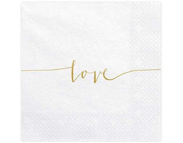 20PK 33x33cm LOVE GOLD NAPKINS