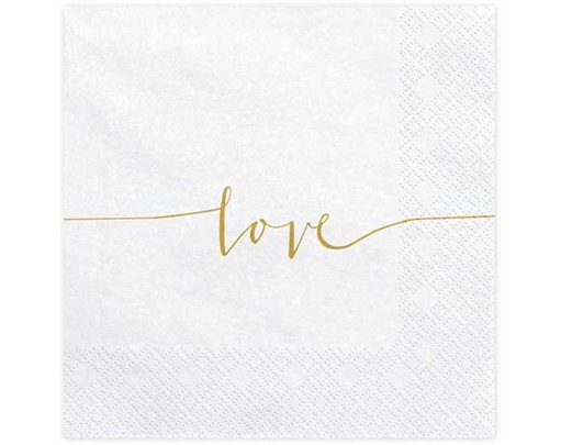 20PK 33x33cm LOVE GOLD NAPKINS