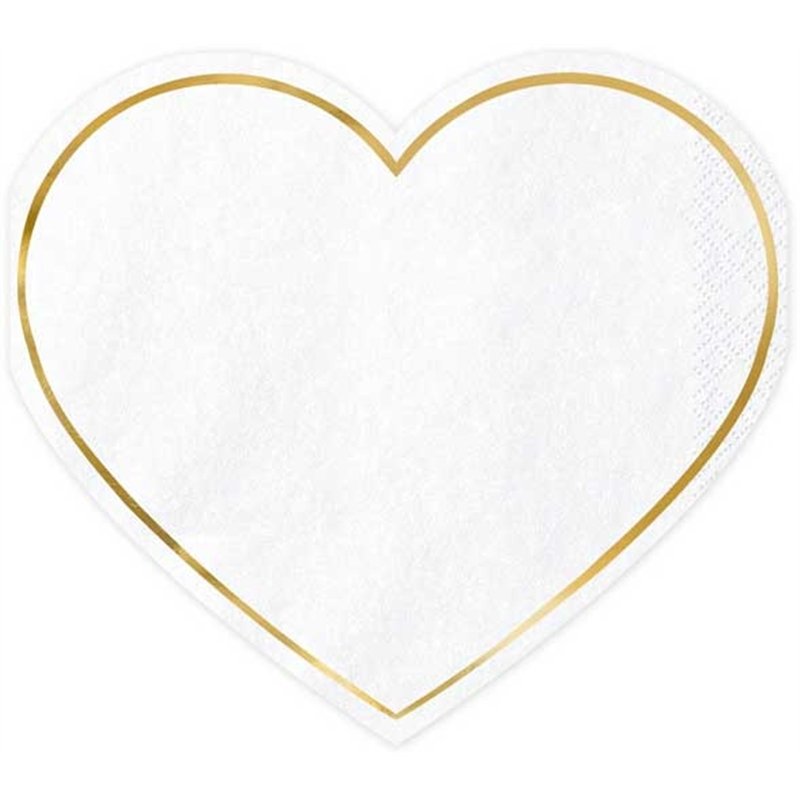 20PK 14.5x12.5cm HEART NAPKINS