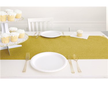 PLASTIC GOLD GLITTER TABLE RUNNER